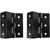 QCAA Heavy Duty 3 Fold Retro Chest Hinge, Half Surface for Chest, Cabinet, Furniture, 3" x 1.8mm, Matte Black, Made in Taiwan, 2 Pack