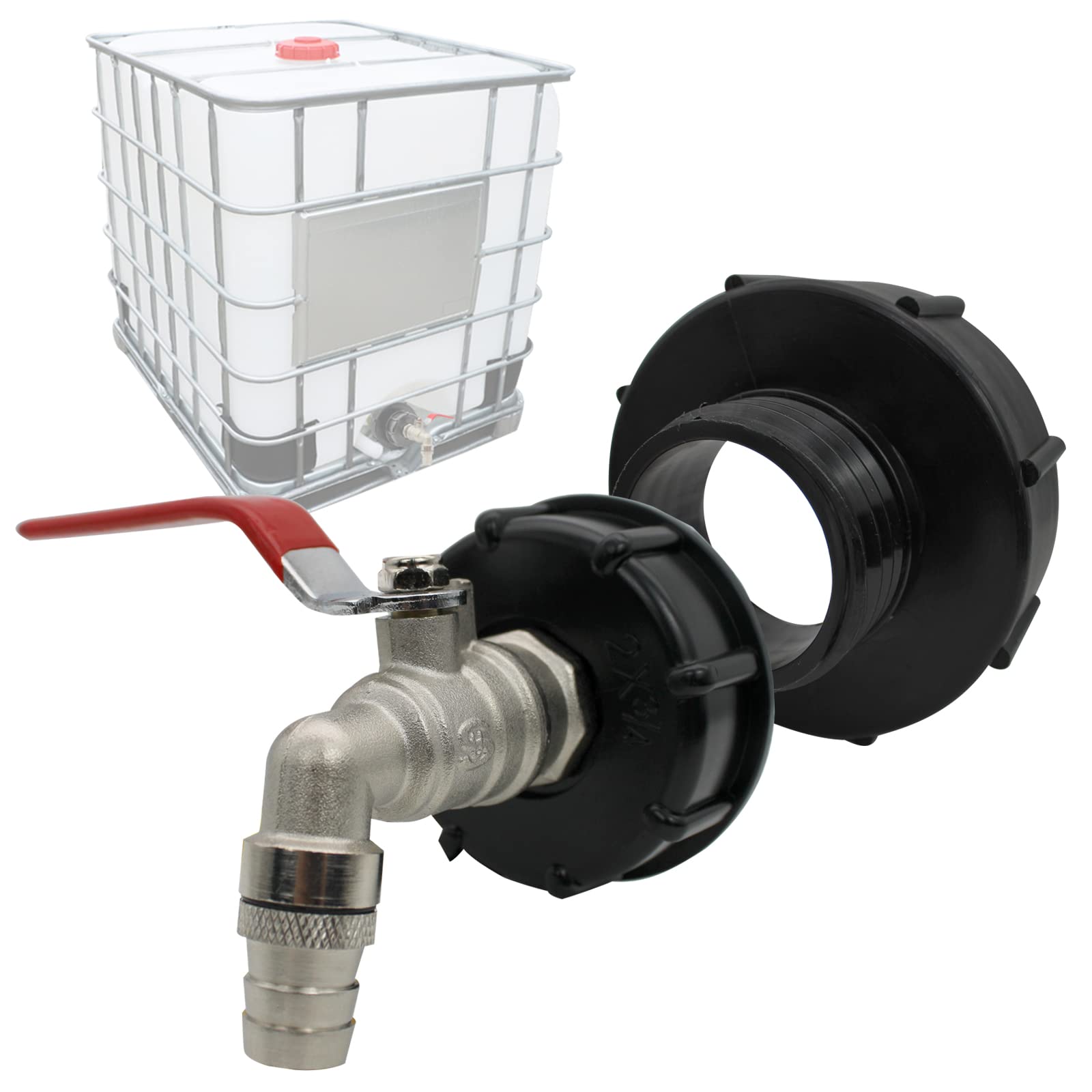 IBC Tank Outlet Tap, IBC Water Tank Adapter S100 x 8 / S60X6 Coarse Thread - 3/4 Inch Garden Hose Connection Tap Accessories for IBC Container 1000L, Rainwater Tank Outlet Connector