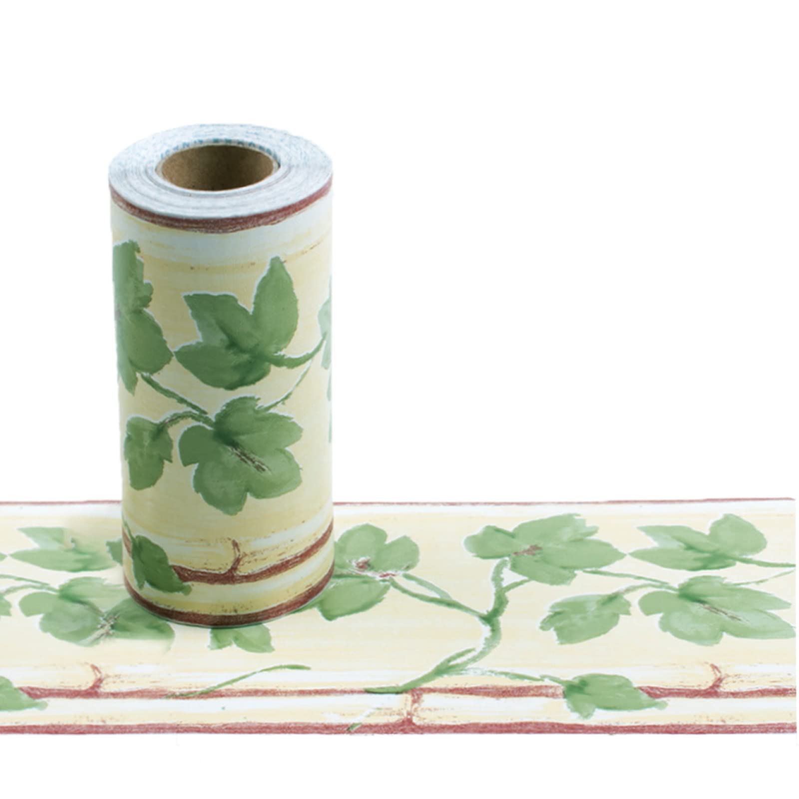 VisitRyl Peel and Stick Wallpaper Border for Wall Rustic Green Leaves Nature Decor - Nature Decor for Bedroom Classroom Decor Bulletin Board Borders Paper - 3.93 in X 393.7 in