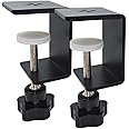 Jhanw 2 Pack Heavy Duty C Clamp & Desk Clamp | Wide Jaw Metal Woodworking Clamps, Adjustable Shelf Clamps for Desk Extension/