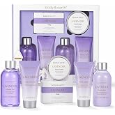 BODY &amp; EARTH Bath and Body Gift Box for Women- 6 Pcs Lavender Bath Kit for Women Spa Set, Birthday, Christmas Gift Set Includes Body Lotion, Bubble Bath, Shower Gel