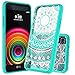 LG X Power Clear Case with HD Screen Protector,AnoKe [Scratch Resistant] Colorful Mandala Flower Dream Catcher Acrylic Ultra Slim Hard Cover TPU Bumper Hybrid For LG X Power K210 (2016) TM CH Mint