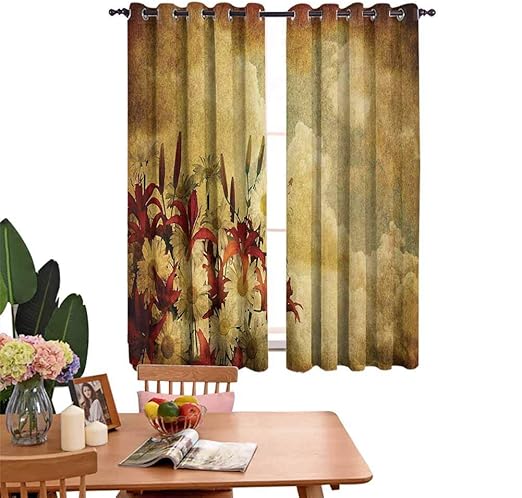 N / A Cortinas Impresas Naranja quemada Exposición Doble Quemada