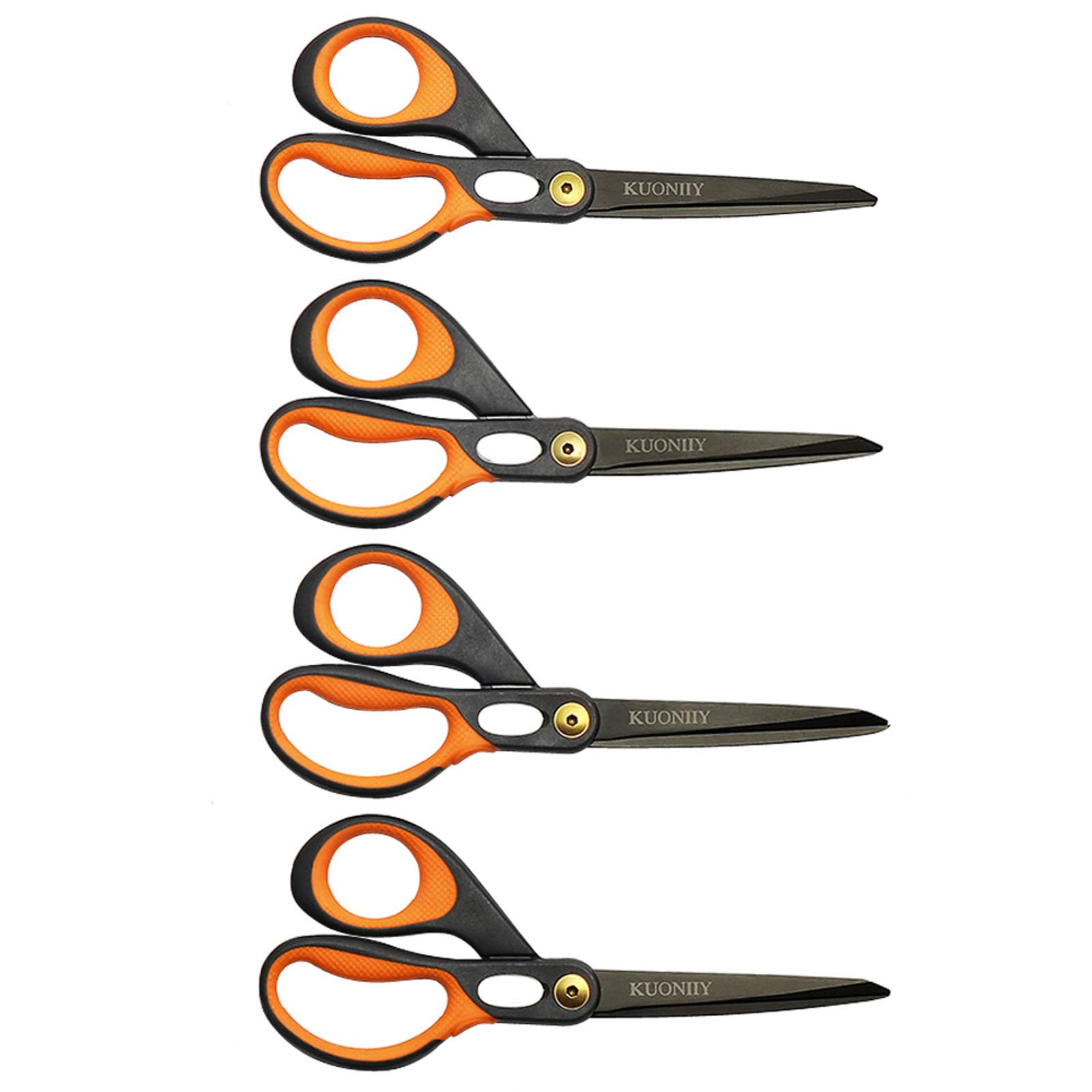 KUONIIY Scissors 8 Inch Ultra Sharp Titanium Coating Blades Soft Comfort-Grip Handles Multi-Purpose Scissors Set of 4