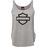 Harley-Davidson Women's Open Bar &amp; Shield Curved Hem Sleeveless Tank Top, Gray
