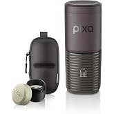 WACACO Pixapresso Complete Travel Kit &ndash; Portable Electric Espresso Maker (20 Bar, 4 Coffee Types, Fast Heat‑Up, 3&times;3000mAh Battery, Dark Burgundy) + Basket Set with 2 Extra Filter Baskets &amp; Protective