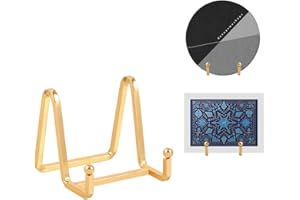 Plate Holder Easel Display Stand - 3 inch Metal Plate Stands for Display - Tabletop Picture Stand - Gold Iron Easels for Disp