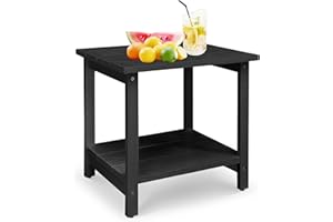 RKVPCNE Outdoor Side Table Patio Side Tables for Outside, Small Patio Table Square End Table for Patio Backyard, Pool, Indoor Companion Wood Weather Resistant，Black