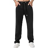 QIUDAOHENG Mens Baggy Sweatpants Wide Leg Jogging Casual and Drawstring Open Bottom Sports Pants with Pockets
