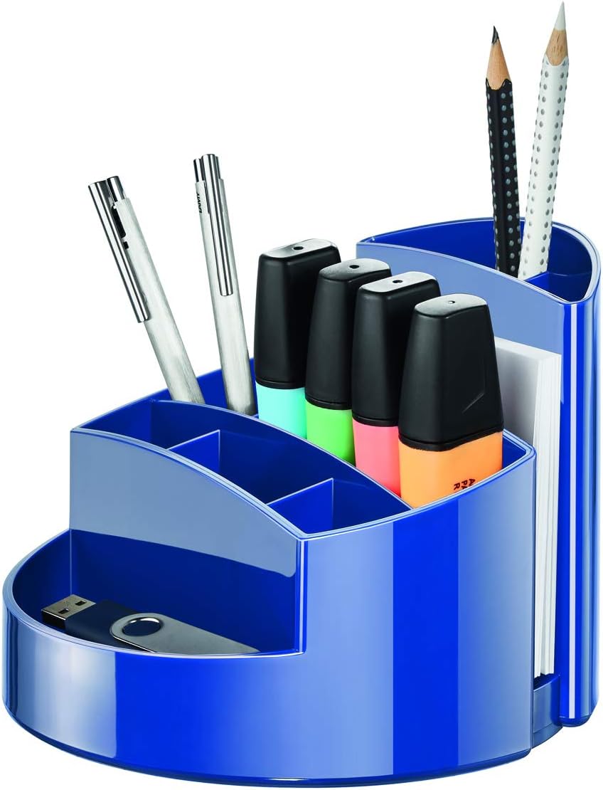 HAN 17460-14, RONDO Desk tidy. Elegant, glossy, premium quality with 9 compartments, blue, 140x140x109mm