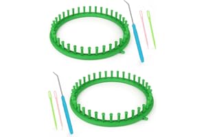 Aeelike 2 Pcs Round Knitting Looms Set, 36 Pegs Knitting Loom Simple for Beginner, 24 cm Diameter Plastic Loom Knitting, Small Round Loom Knitting Set for Home DIY, Teaching, Learning
