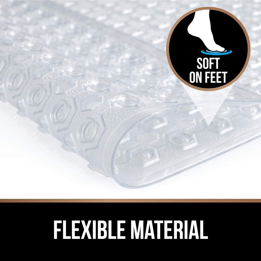 GORILLA GRIP Original Patented Bath, Shower, Tub Mat, 35x16, Machine Washable, Antibacterial, BPA, Latex, Phthalate Free, Bathtub Mats with Drain Holes, Suction Cups, XL Size Bathroom Mats, Clear: Home & Kitchen