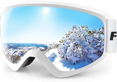 Findway Kids Ski Goggles OTG Anti-Fog UV Protection Silver