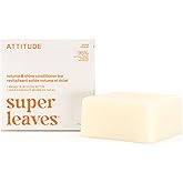 ATTITUDE Volume & Shine Conditioner Bar, Natural Origin, for Thin and Flat Hair, Argan Oil & Cocoa Butter, Clean Ingredients, Vegan, Orange Blossom & Eucalyptus Scent, 3 Oz