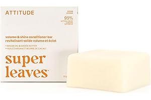 ATTITUDE Volume & Shine Conditioner Bar, Made in Canada, Natural Origin, for Thin and Flat Hair, Argan Oil & Cocoa Butter, Cl