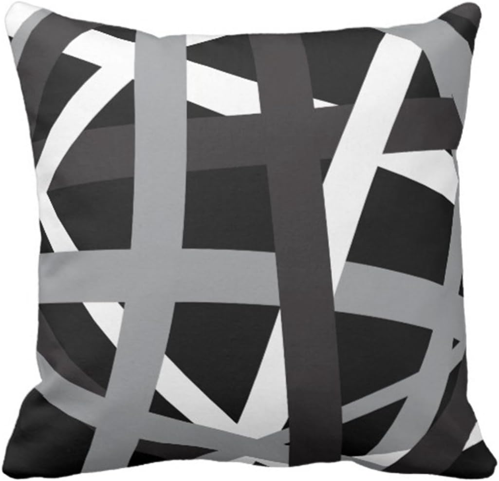 Emvency Throw Pillow Cover Gray Black Stripes Design Retro Decorative Pillow Case Striped Home Decor Square 20 x 20 Inch Cushion Pillowcase