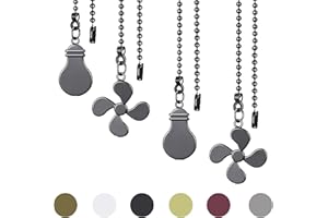 SUR-CIEL 4PCS Ceiling Fan Pull Chain, Ceiling Fan Chain Pulls extender, Pull Chain for ceiling fans with light, Pull Chain Extension with 12 inches 3mm Diameter Ball Bead Chain