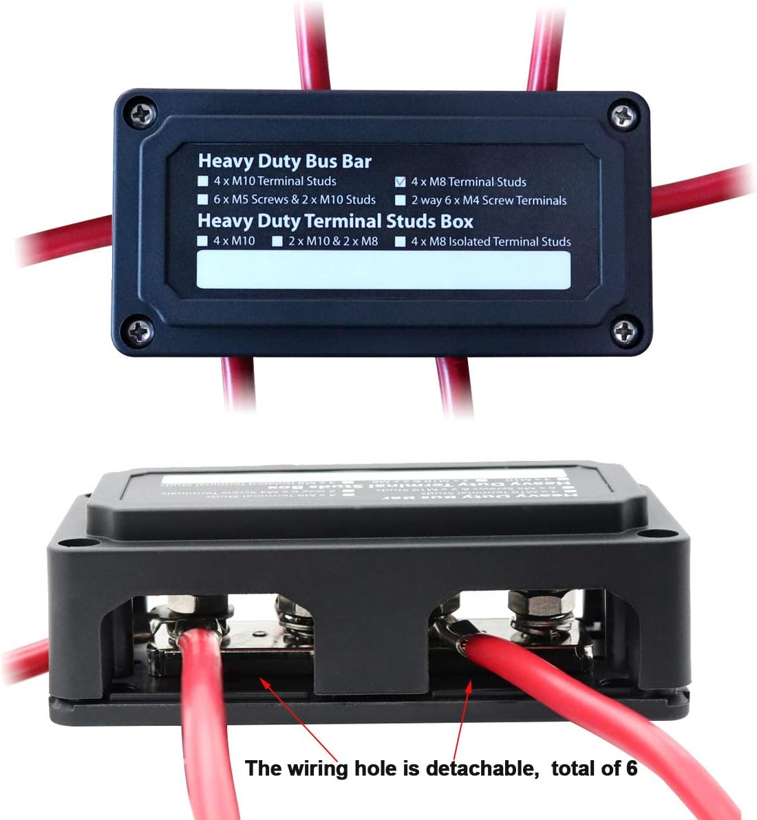 T Tocas 300A Heavy-Duty Module Design Power Distribution Block Busbar Box with 4x M8(5/16") Terminal Studs: Automotive