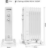 VonHaus Oil Filled Radiator 7 Fin 1500W Portable Electric Heater view 8