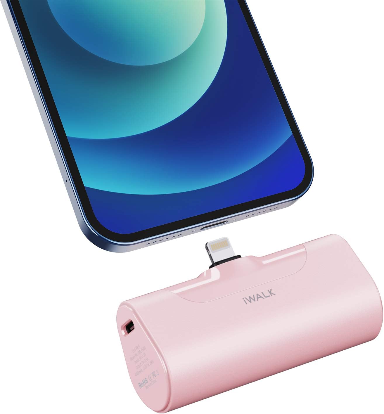 iWALK Mini Portable Charger 4500mAh Ultra-Compact Power Bank Small and Cute Battery Pack Compatible with iPhone 14/13/13 Pro/13 Pro Max /12/12 Pro/12 Pro Max/11 Pro/XR/X/8/Plus,Airpods and More,Pink