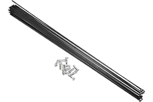 Motoforti Universal 14G J Bend Bicycle Spokes, Bike Spoke, 295mm Length, Steel, Black, 12pcs