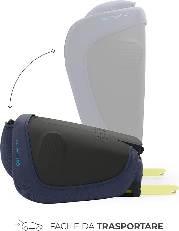 Kinderkraft UNITY 2 i-Size, Seggiolino auto pieghevole 100–150 cm, 3,5 a 12 anni, Poggiatesta regolabile, Con sistema AIR FLOW, Regolazione dello schienale in 5 posizioni, Verde