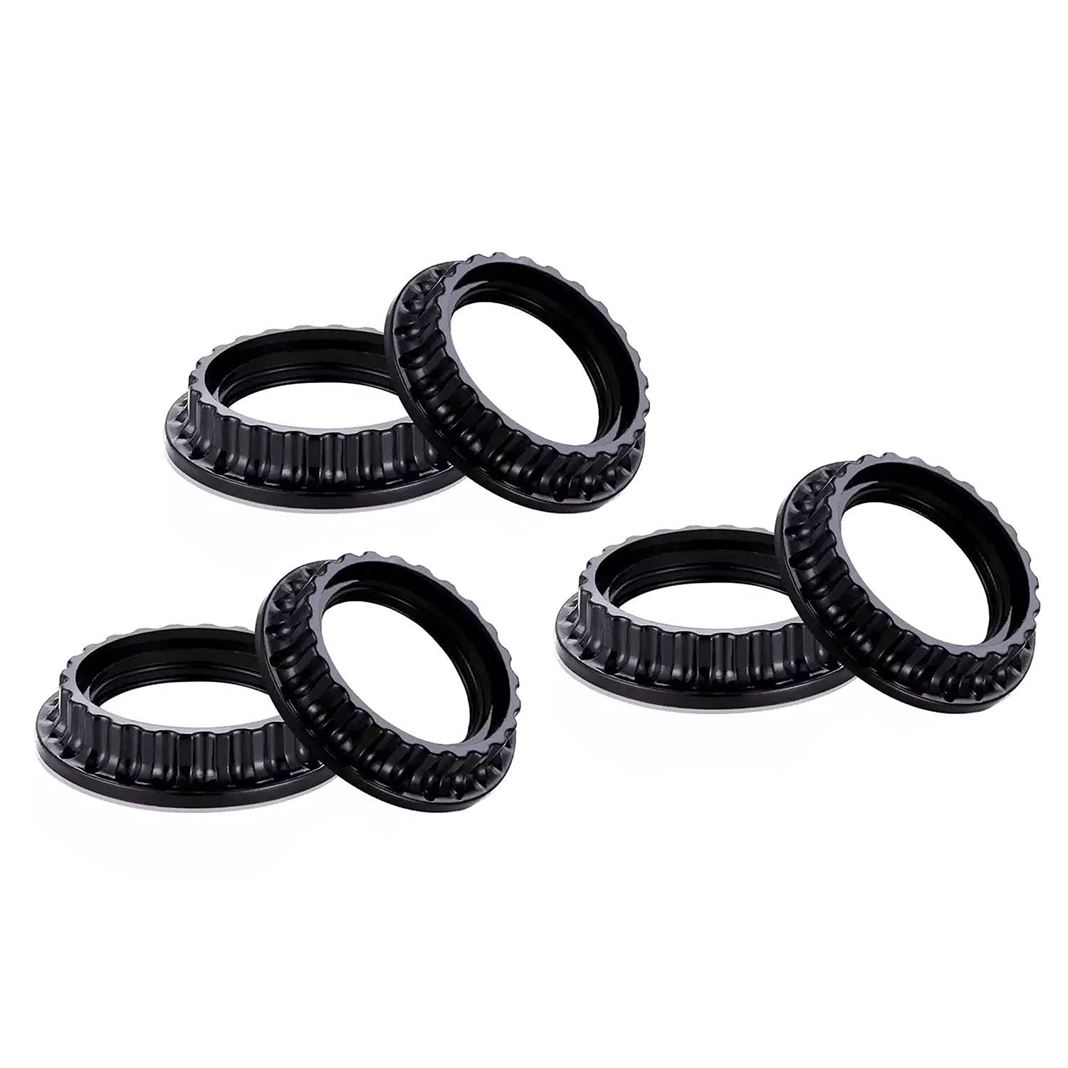 TWDRTDD E26/E27 Lamp Shade Collar Ring, 6 Pack Black Plastic, Medium Base, For E26 Threaded Lamp Holders (34mm)