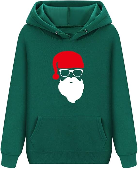 Amazon Liqiuxiang クリスマス パーカー 安い サンタ トナカイ トレーナー 長袖 ゆったり フード付き レディース ポケット付き Tシャツ おもしろ プリントtシャツ スウェット ストリート トレーナー パーカー 通販