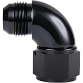 Podavelle 90 Degree 16AN Male to 16AN Female Swivel Full Flow Fitting Adapter Coupler Aluminum Black