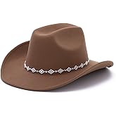 GOKTOW Rhinestone Western Cowboy Hat - Wide Brim Cowgirl Hat with Sparkly Crystal-Embellished for Women Men Party