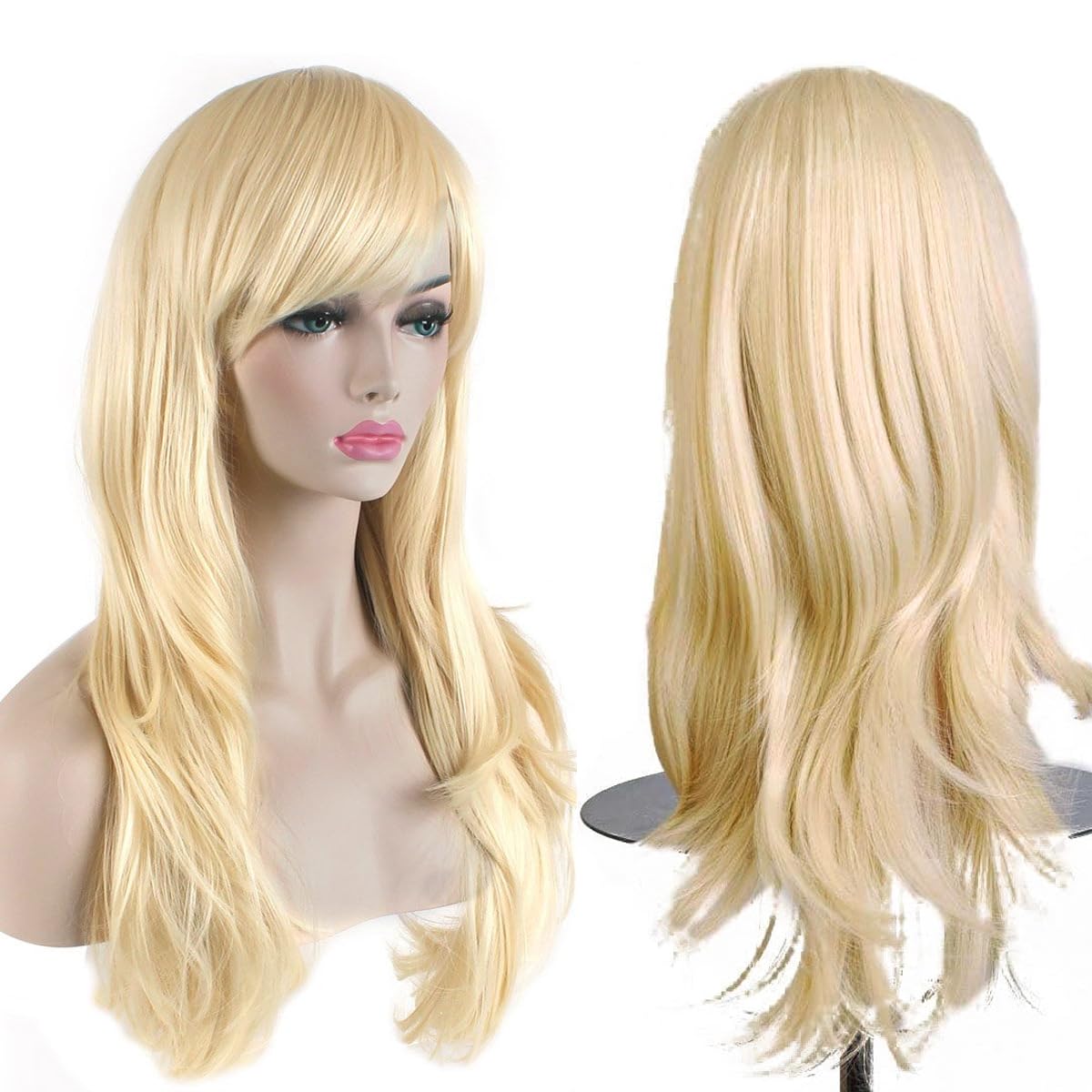 YEESHEDO Women's 28" 70 cm Cosplay Wig Long Wavy Curly Hair Ends with Bangs Wigs for Girls Heat Resistant Synthetic Wig for Party Costume Anime Halloween (Light Blonde) — image 1