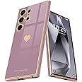 Teageo for Samsung Galaxy S24 Ultra 5G Case for Women Girl Cute Love-Heart Luxury Soft Back Cover Raised Full Camera Protection Bumper Silicone Shockproof Phone Case for Galaxy S24 Ultra, Lavender