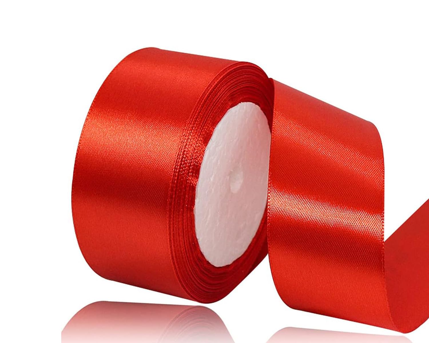 Red Satin Ribbon 40mm, 22 Meters Red Fabric Ribbons for Gift Wrapping, Crafting, Hair Bows, Sewing, Wreaths, Cakes, Wedding Party and Christmas Decoration
