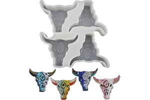 Flythww 4-in-1 Steer Bull Skull Silicone Molds, 4pcs Small Car Vent Molds, Starter Kit for Freshies, Baking Aroma Beads, Resin, DIY Gifts, Home Decor