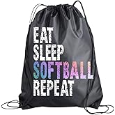 Sportybella Drawstring Bag – Backpack for Sports Lovers, Lightweight Cinch Sack for Girls, Gift for School, Sports & Travel (Softball)