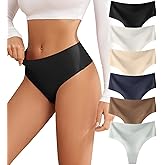 oshkang Thongs for Womens High Waisted Seamless for Women Underwear Sexy Breathable Panties 6 Pack