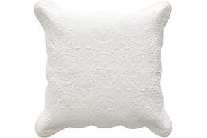Calla Angel Sage Garden Luxury Pure Cotton Matelasse Quilted Pillow Sham, Euro, 26x26, Ivory