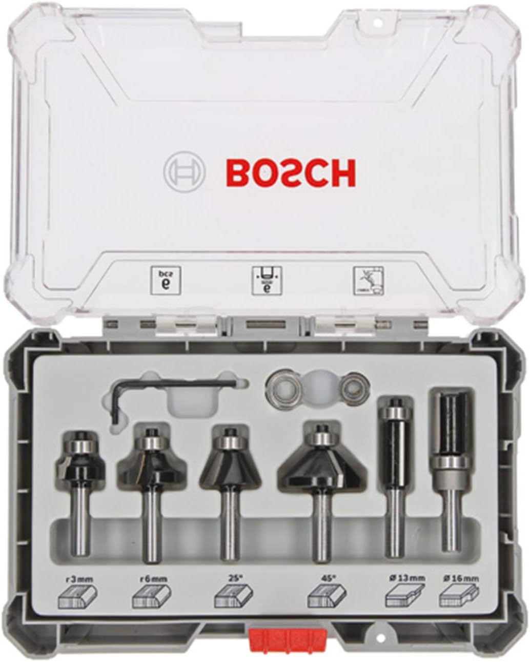 Bosch Professional 6 pcs. Trim & Edging Router Bit Set (for Wood diameter 6 mm Shank, Accessory Router), Multi-coloured - Image 3