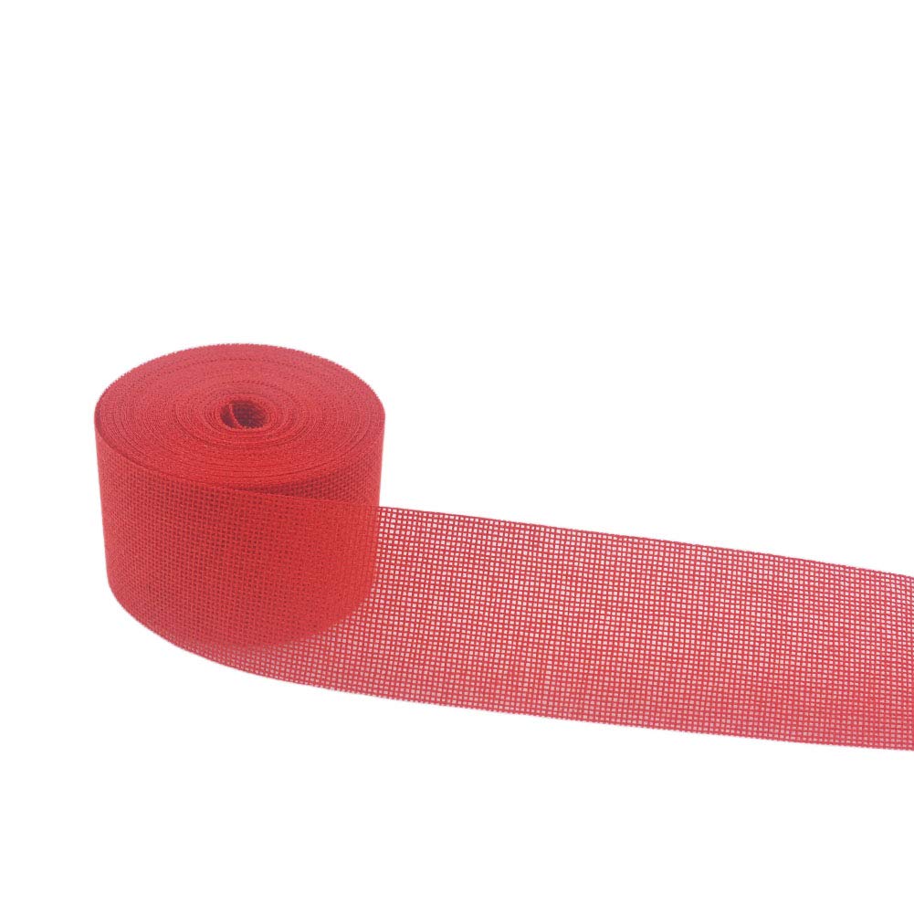 SCF2017 5cm*10m Faux Burlap Jute Ribbon Roll for Gift Wrapping,DIY Craft, Party, Wedding, Home Decoration(Red)