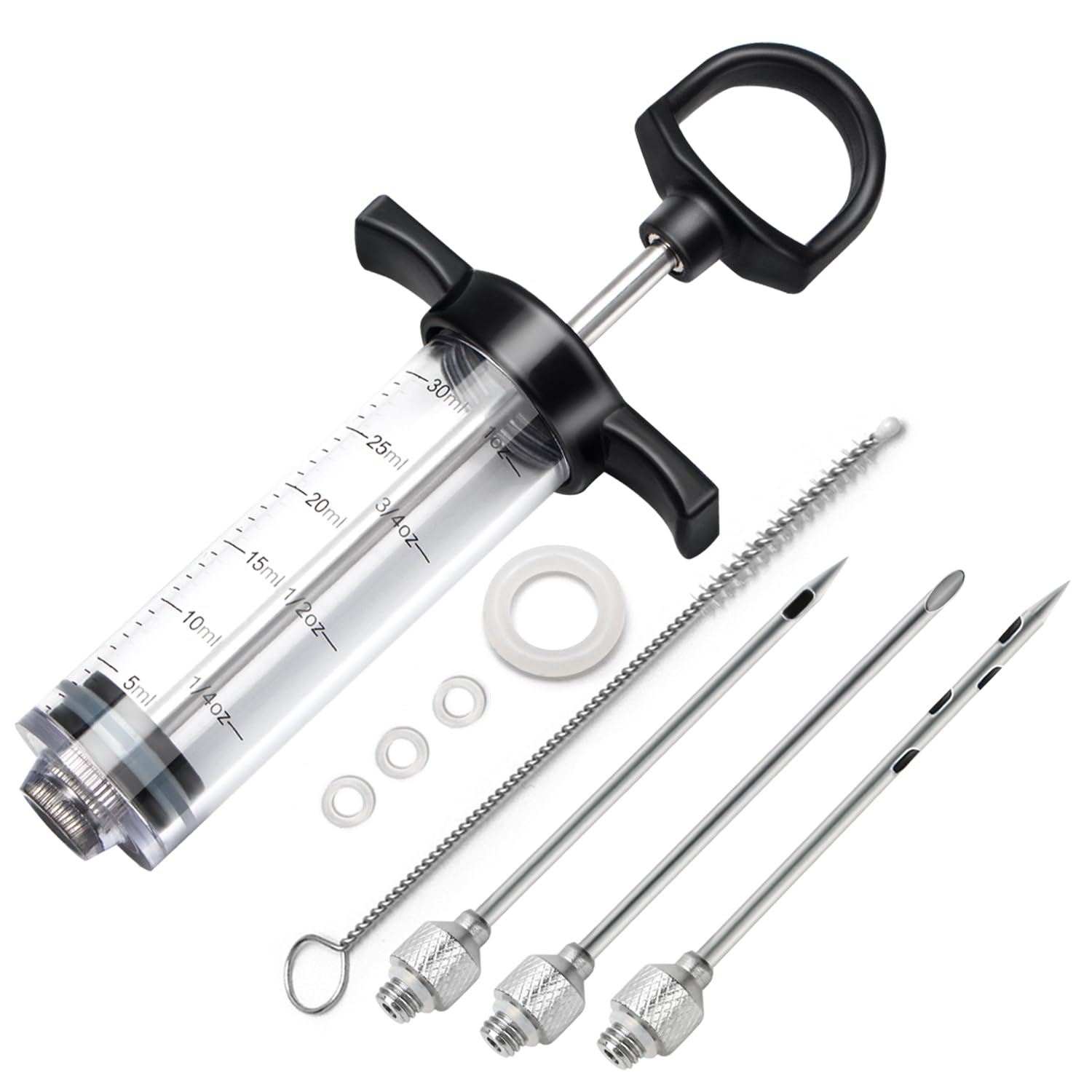 TGE-V Meat Injector, Meat Injectors for Smoking Meat Syringe with 2 Marinade Injector Needles Injector Marines for Meat, Turkey, Chicken, 1 oz