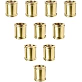 ECUDIS 10 PCS Lamp Pipe Brass Coupling 0.6 Inch Long 1/8 IP | for Lamp Rod and Light Fixture Assemlby or Repair Lamp tube threaded Locknuts