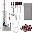 Midgaleuang Portable Electric Nail Drills,Professional Nail Drill File Kit for Acrylic,Manicure and Pedicure Sets for Grinding,polishing and Trimming,Rechargeable Pedestal Nail Polisher. White