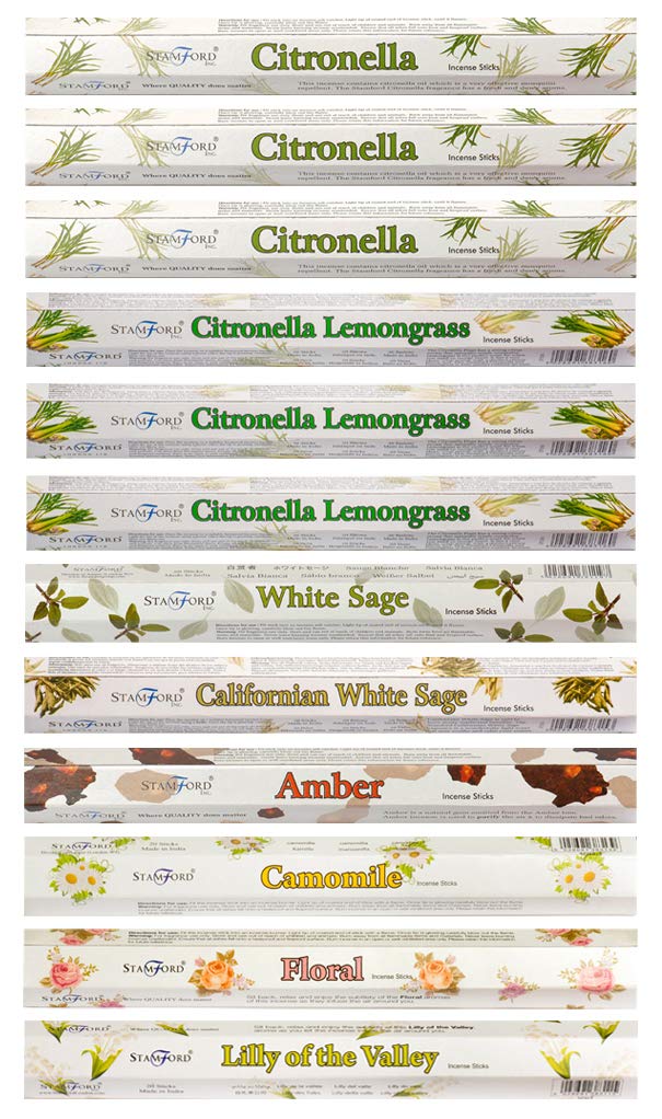 Stamford London 37331 Citronella Incense Sticks Variety Set Incense Sticks- 12 Packs x 20 Sticks