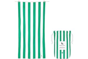 Dock & Bay Beach Towel - Quick Dry, Sand Free - Compact, Lightweight - 100% Recycled - Includes Bag - Cabana - Cancun Green - Large (160x90cm, 63x35)