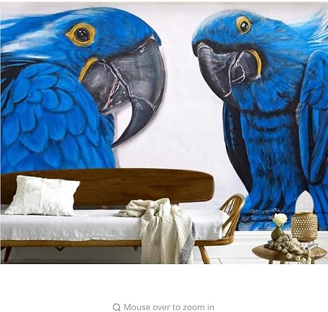 Amazon Co Jp Wuyyii 3 D壁紙手描きの落書きブルーオウムバーktv背景壁紙家の装飾リビングルームの寝室の壁画 150x1cm Diy 工具 ガーデン