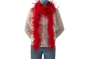 LONDGEN 1ply Ostrich Feather Boa 2 Yards for Dance Performance and 1920's Flapper Costume Accessory (red)