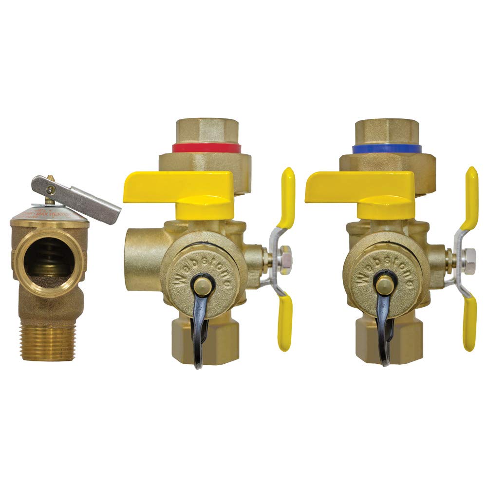 Webstone40443WPR Lead Free 3/4" IPS Tankless Heater Iso Valves with Relief Valve