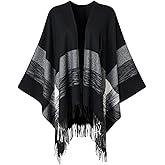 Ferand Women's Elegant Shawl Wraps Plaid Fringe Poncho Cozy Soft Blanket Scarf for Fall Winter