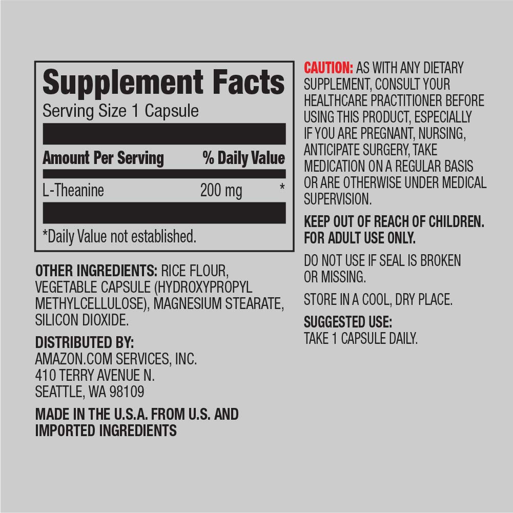Amazon Elements Theanine 200mg 60 Capsules