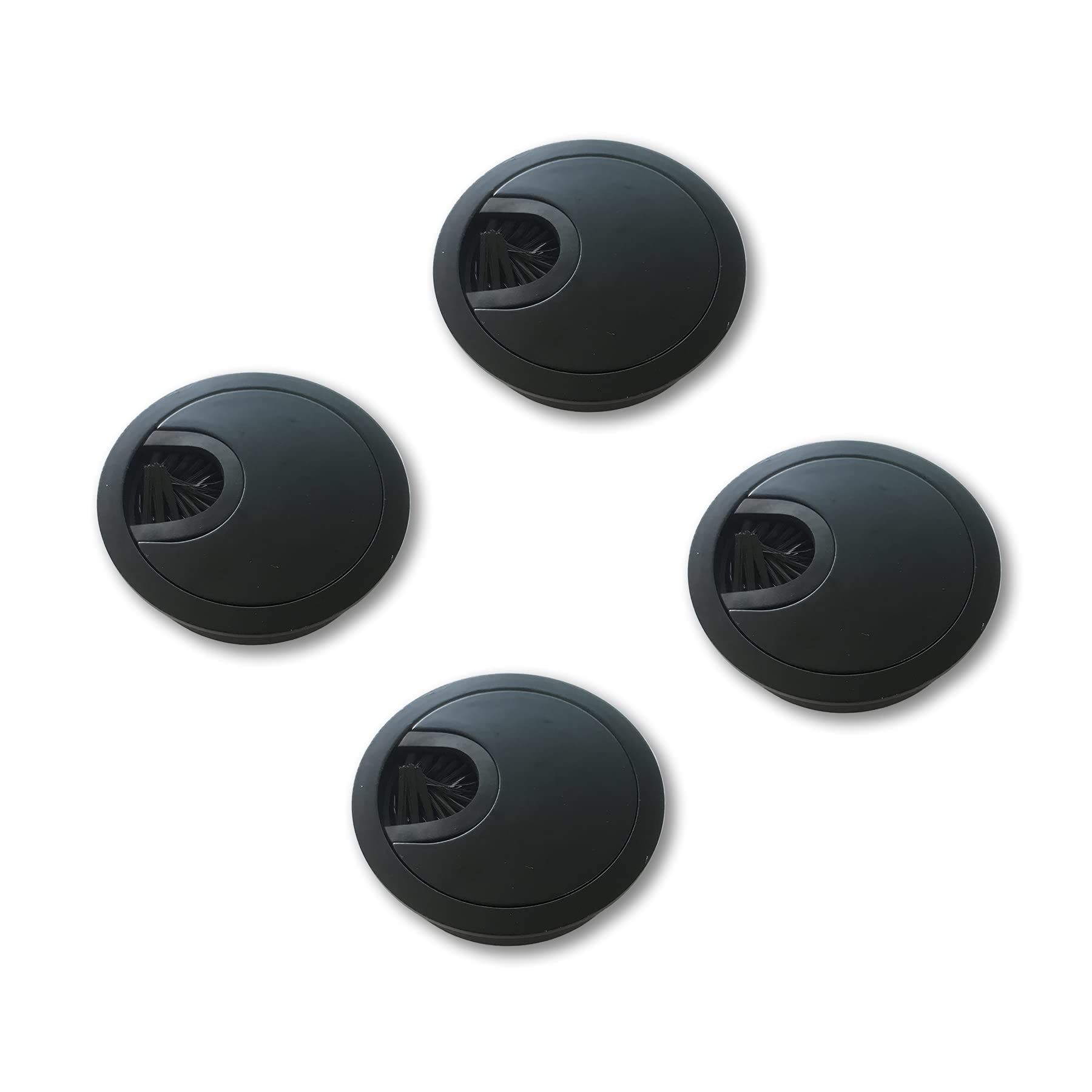 LIKERAINY Cable Bushing Desk Table Grommets Round Ø50mm Cable Outlet Tidy Cover Insert Wire Organiser in Metal Anodised Black Pack of 4 — image 1